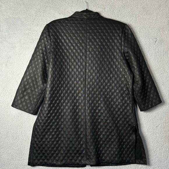 NYCC New York Clothing Co. Jacket Womens XL Black Embossed Long Open‎ Jacket - Picture 2 of 11